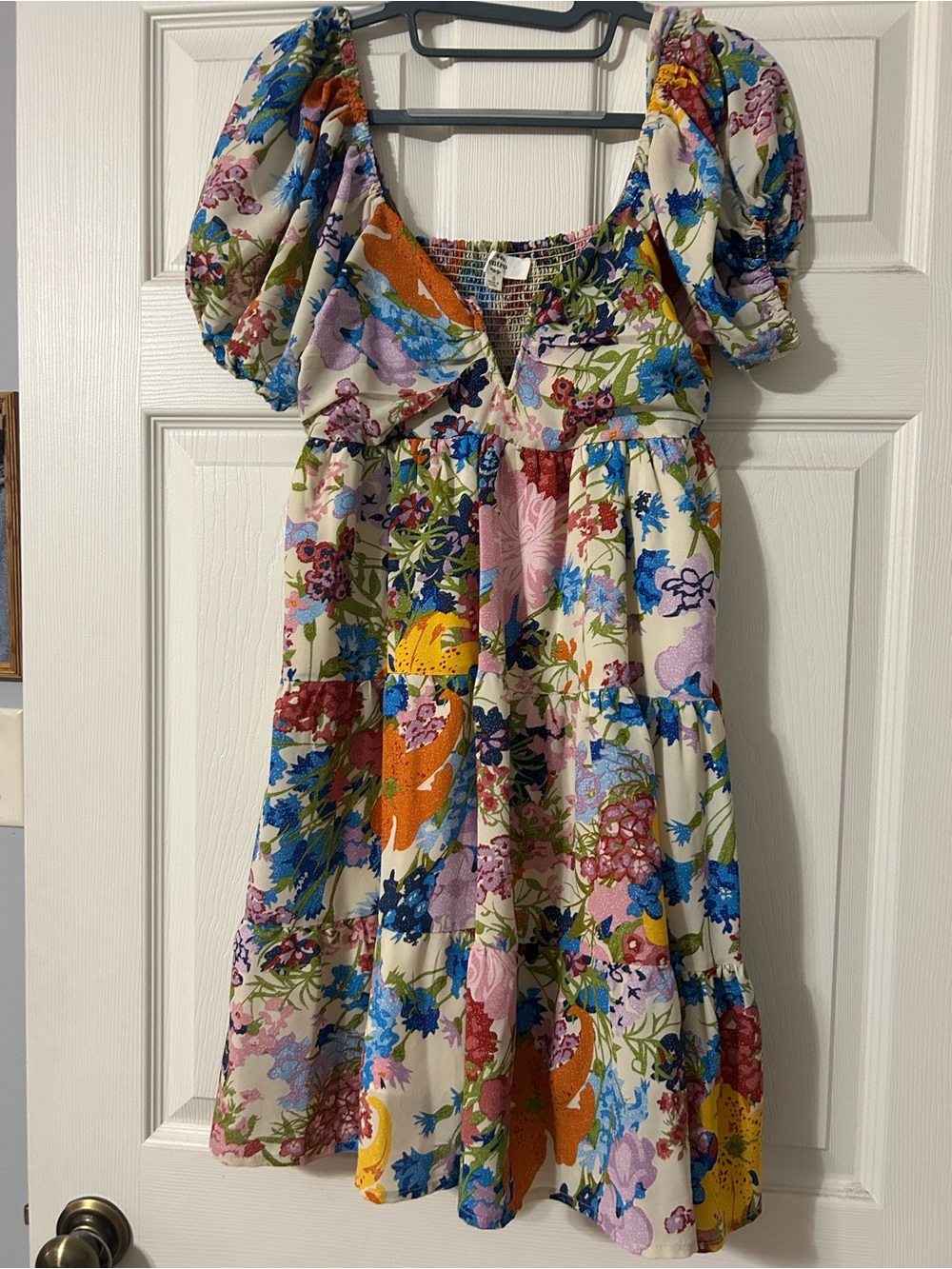 entro Multi-Color Floral Puff Sleeve Dress